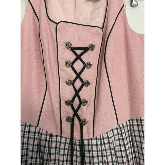 Chic Pink and Black Lace-Up Midi Dress - Picture 2 of 15